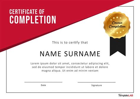 Certificate Of Completion Template Free Download