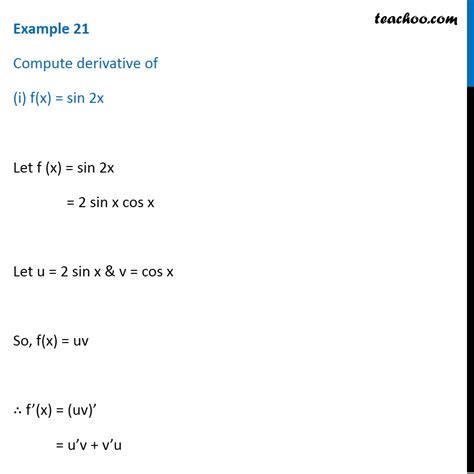 Example 21 - Compute derivative of f(x) = sin 2x - Teachoo