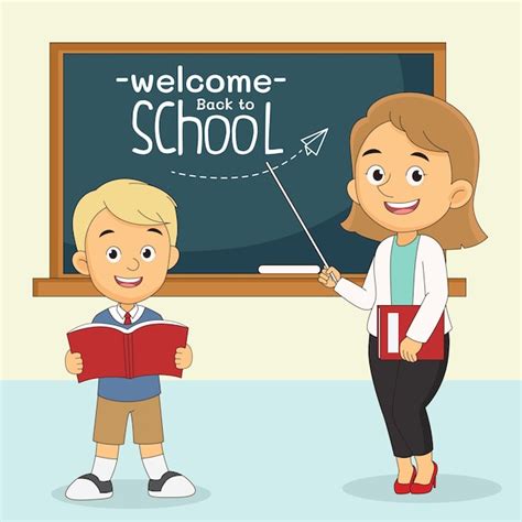 Premium Vector | Cartoon Back to school teacher and student