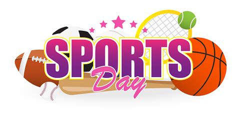 Sports Day Banner Vector Illustration Text With Sport Equipment ...