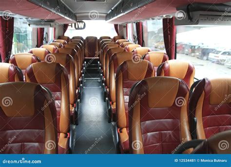 Interior Of Big Coach Bus With Leather Seats Stock Image - Image: 12534481