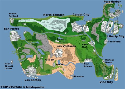 U.S. Map that Brings All "Grand Theft Auto" Cities Into One Map New ...