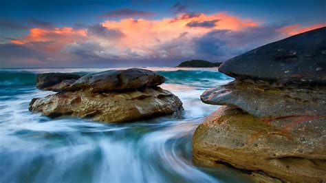 HD Clouds Landscapes Nature Beach Rocks Shore Hdr Photography Skyscapes ...