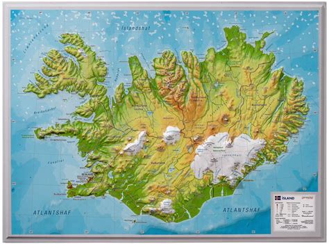 3D Raised Relief Map Iceland small - georelief GbR - Made in Germany