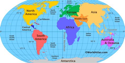 World Map With 7 Continents - Viole Jesselyn