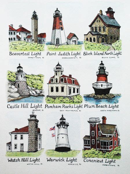 Rhode Island Lighthouses Art Print by Julia Emiliani