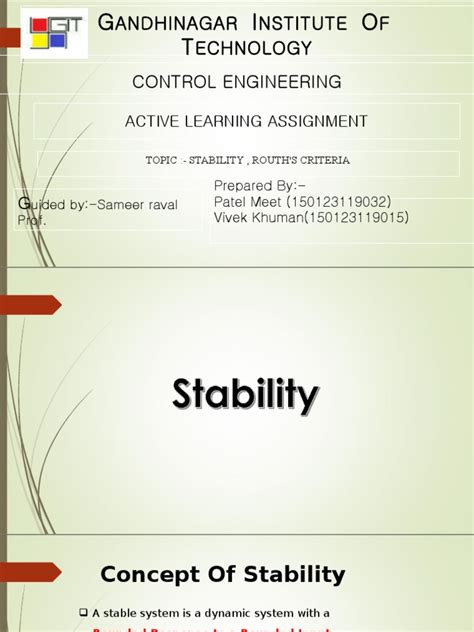 Stability in control systems | Stability Theory | Control Theory