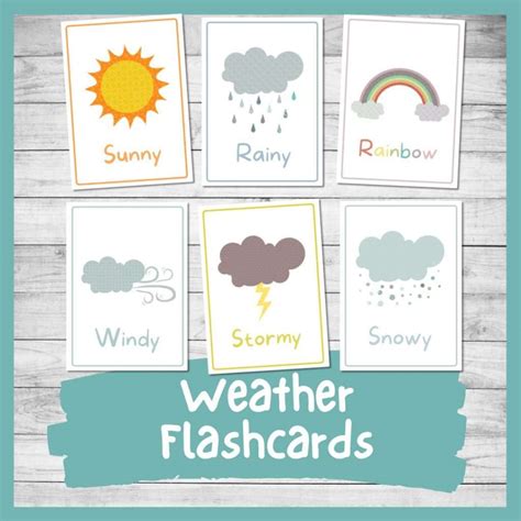 Beautiful Printable Weather Flashcards (For kindergarten and Preschool ...