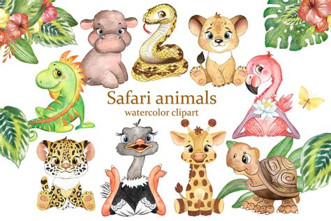 Safari animals clipart. Jungle animal. Watercolor African animals. By ...