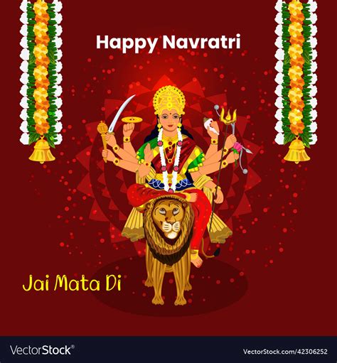 Goddess durga sherawali mata happy navratri Vector Image