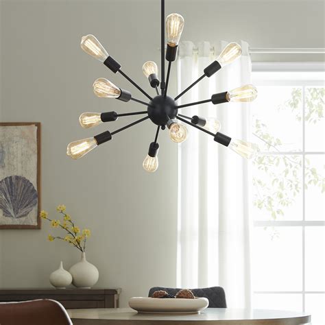 BELLEZE Sputnik Chandelier Mid Century Modern Pendant 12 Light Rustic ...