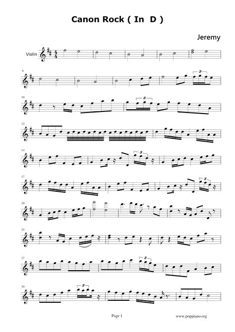 Jerry C-Canon Rock In D Violin Score pdf, - Free Score Download ★