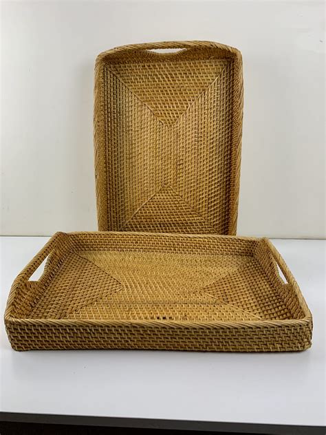 Large Rectangle Rattan Platter with handles | Balikarma Online Shop