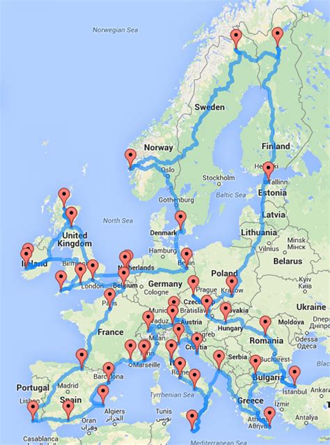 This map shows the optimal road trip across Europe - Business Insider