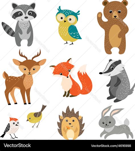 Cute forest animals Royalty Free Vector Image - VectorStock