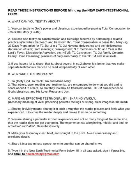 How to Write Your Testimony - A Five-Step Outline Doc Template | pdfFiller