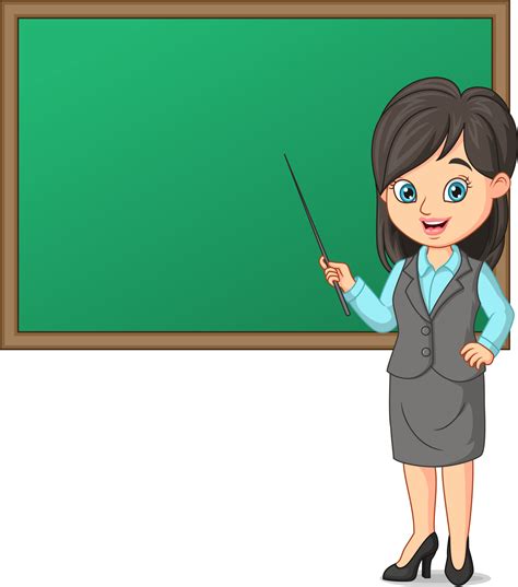 Young female teacher with blackboard and pointing stick 5112673 Vector ...