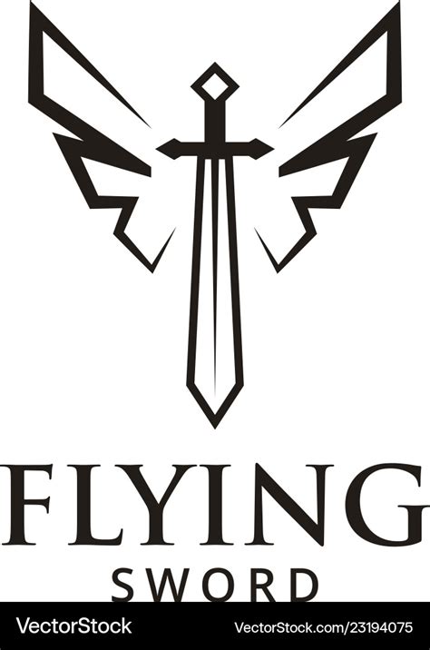 Flying sword logo design inspiration Royalty Free Vector