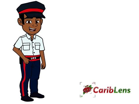 Illustrated Cartoon African Jamaican Police officer - free photo