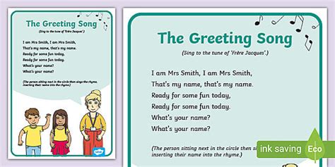 Greeting Song Rhyme Sheet (Teacher-Made) - Twinkl