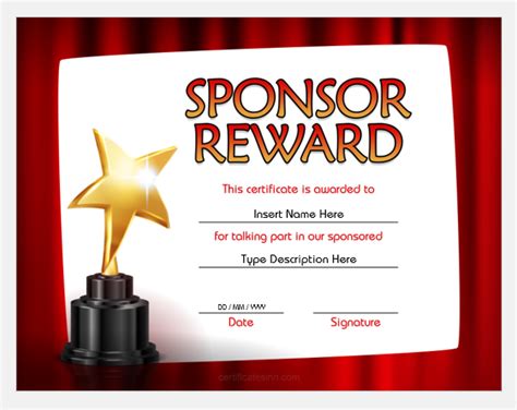 Sponsor Reward Certificate Templates for Word | Download