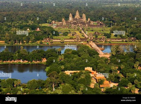 Aerial views of Angkor Wat. Angkor Archaeological Park, located in ...