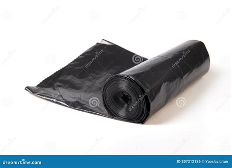 Roll of Black Plastic Polyethylene Sheeting Isolated on White Stock ...