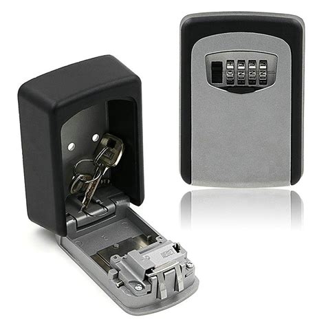 Waterproof Key Storage Lock Box, 4-Digit Combination Sturdy Wall ...