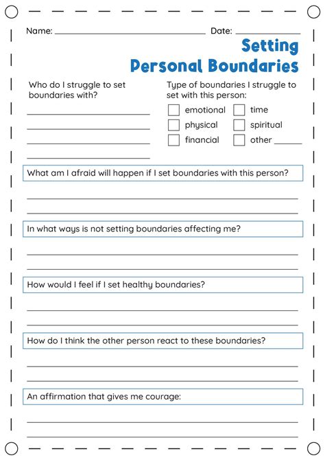 Setting Personal Boundaries Worksheets | Family therapy activities ...