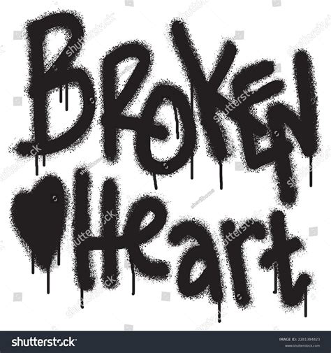 Graffiti Broken Heart Text Sprayed Black Stock Vector (Royalty Free ...