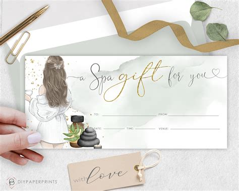 Spa Day Gift Voucher Certificate Template DIY Gift - Etsy UK