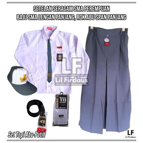 Setelan Seragam Sekolah SMA Putri Satu Set Baju SMA Panjang Rok Span ...