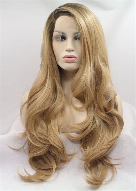 Blonde lace front wig synthetic long wave wigs - Super X Studio