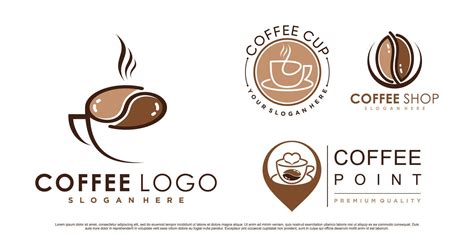 Coffee icon set logo and coffee shop logo design inspiration with ...