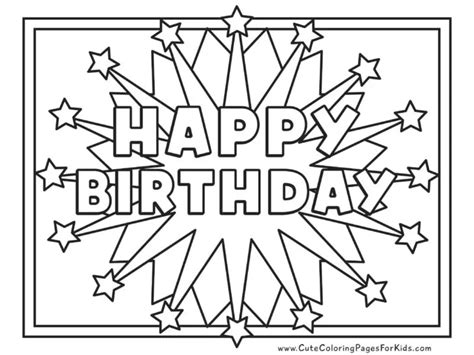 Free Printable Birthday Coloring Pages - Cute Coloring Pages For Kids