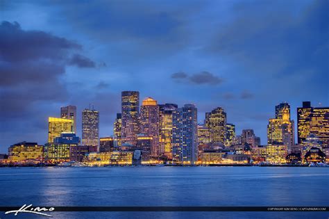 Boston Skyline Night Lights and Buidlings | Royal Stock Photo