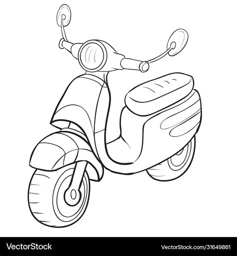 Cartoon motorcycle sketch coloring Royalty Free Vector Image