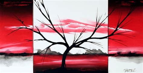 Red original fine art paintings by Dapore: Red landscape painting ...