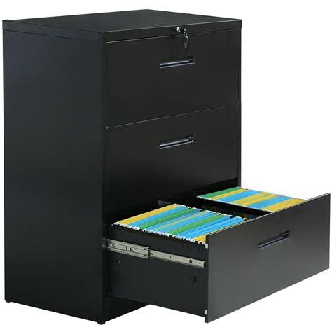 Locking Storage Cabinet with 3 Drawers, Heavy Duty Metal Lateral File ...