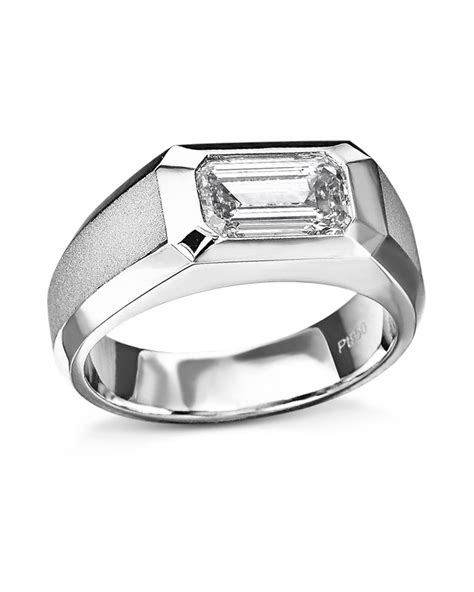 Men’s Emerald-Cut Diamond and Beveled Platinum Solitaire Ring – Turgeon ...