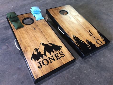 Custom Tree and Mountain Cornhole Boards Outdoor Wedding - Etsy