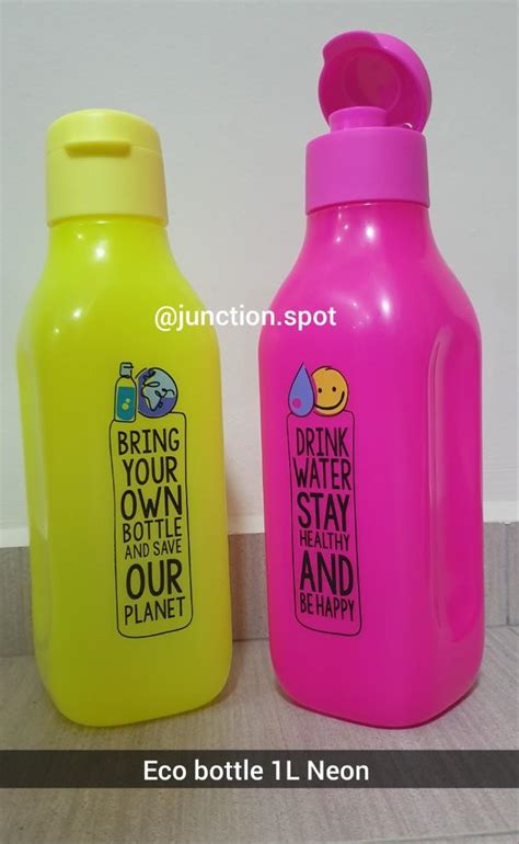 Tupperware Eco bottle square flip top neon colors 1L, Babies & Kids ...