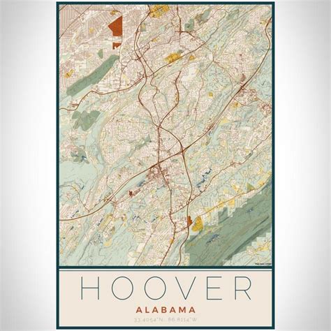 Hoover - Alabama Map Print in Woodblock | Map print, Hoover alabama, Map