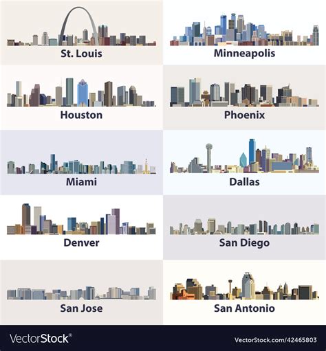 United states cities skylines collection Vector Image