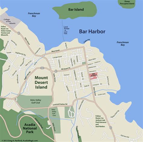 Bar Harbor Street Map - Acadia Maine