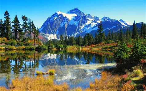 Mountains and Pond Landscape with majestic scenery image - Free stock ...