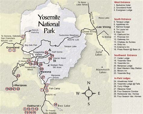 Yosemite National Park Map