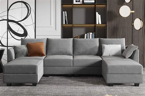 HONBAY Modular Sectional Sofa U Shaped Couch with Reversible Chaise ...