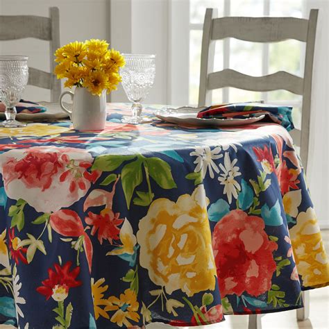 The Pioneer Woman Fiona Floral Tablecloth, 70" Round, Multicolor ...