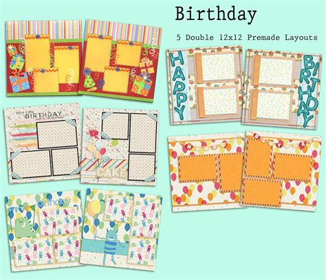 Amazon.com: Birthday Scrapbook Set - 5 Double Page Layouts